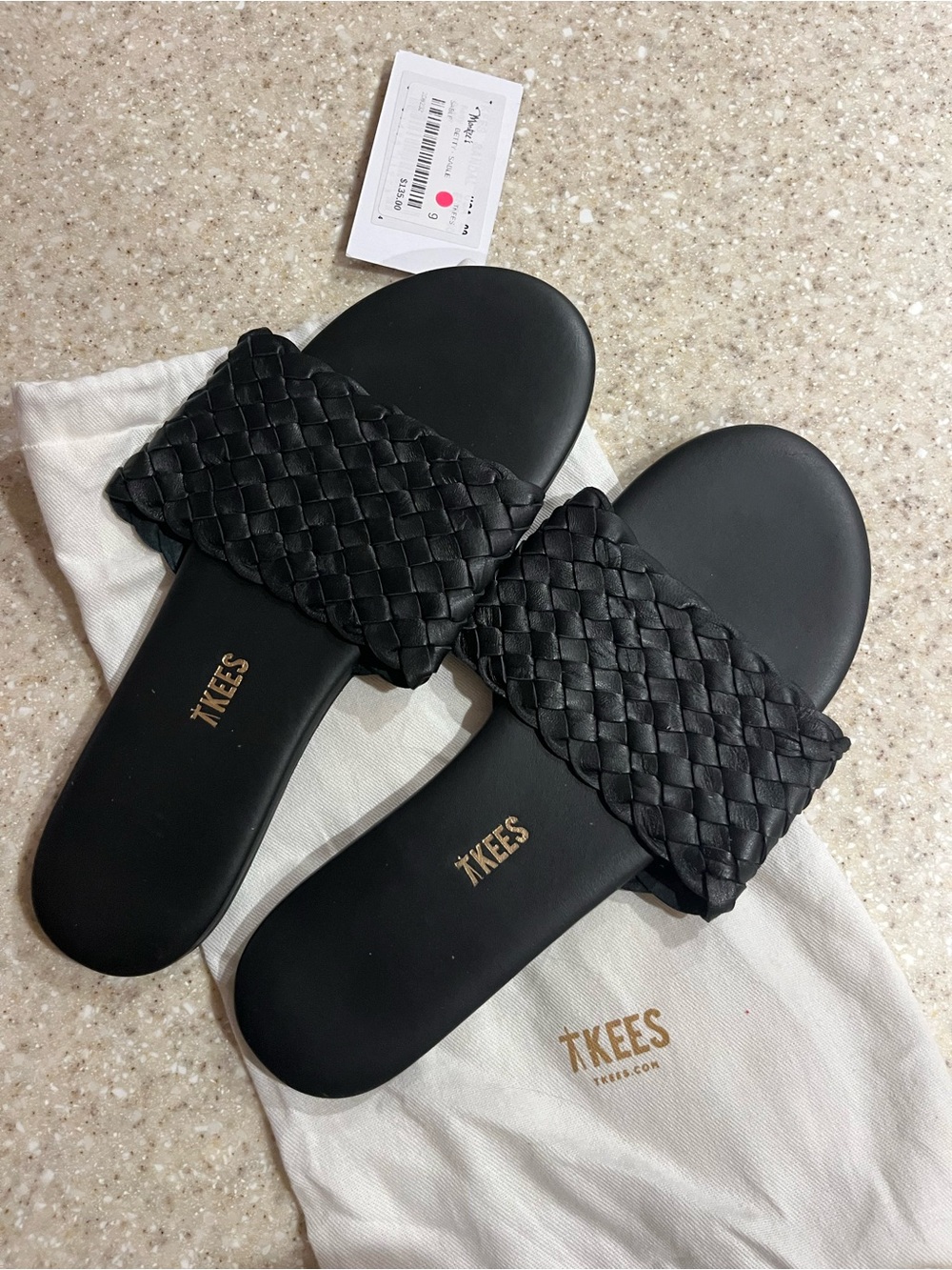 TKEES Black Woven Slide Sandals